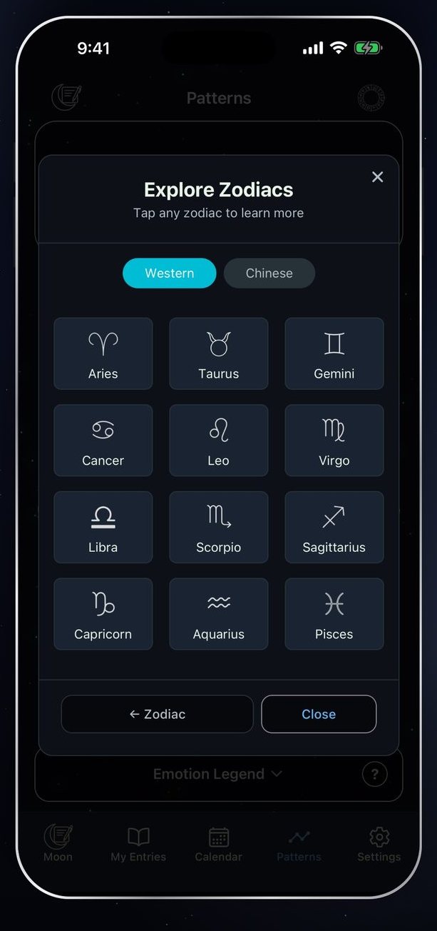 Moon-Journal new entry screen