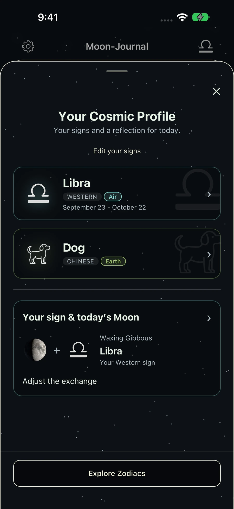 Your Cosmic Profile with Western and Chinese signs and a daily reflection