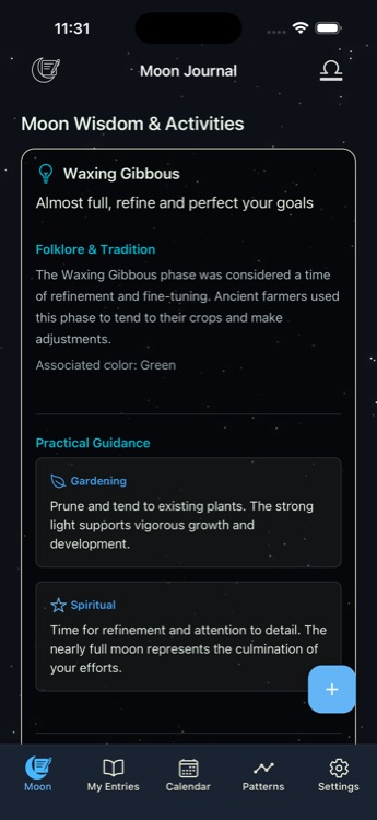 Moon wisdom and activities guidance for each phase